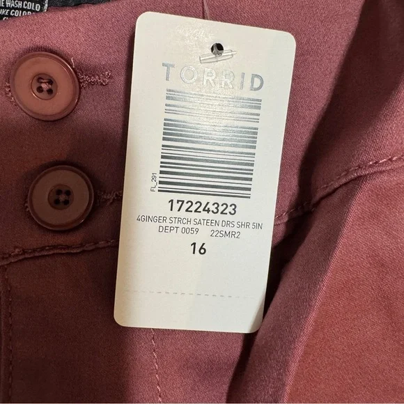 NWT Torrid 5 Inch Stretch Sateen Mid-Rise Shorts – Size 16 - Picture 6 of 6